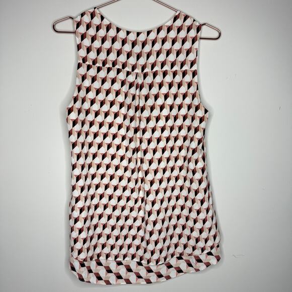 White House Black Market Top Women Small Silk Geometric Lined Office Colorful - Picture 5 of 5